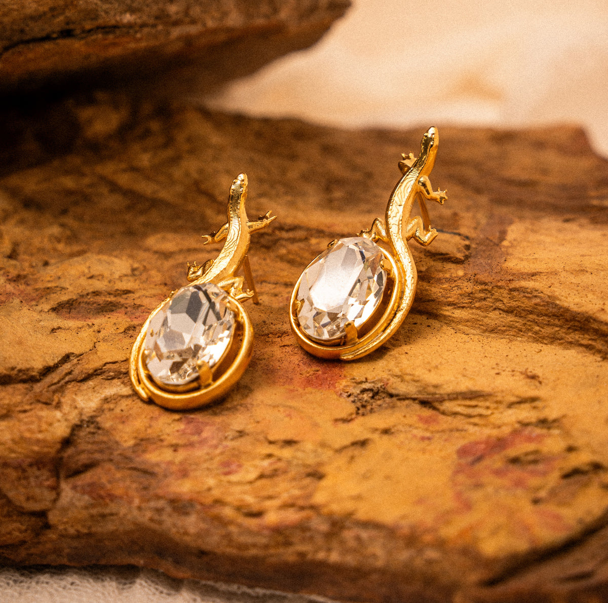 ARETES LAGARTIJAS CRISTAL
