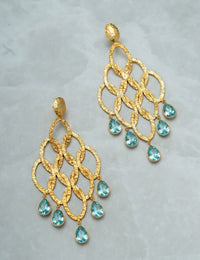 Aretes Crops Circle Chandelier Cristal Azul - Fondo Color