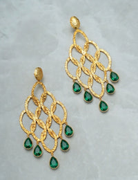 Aretes Crops Circle Chandelier Cristal - Verde Esmeralda
