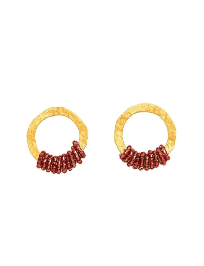 Topos Crops Circle Pequeños Miyuki Rojo - Fondo Blanco